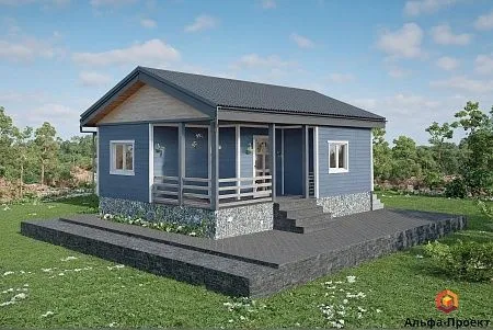 Проект каркасного дома-бани 54 м2