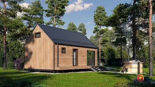 Проект каркасного дома-бани Барнхаус 68 м2 Проект каркасного дома-бани Барнхаус 68 м2