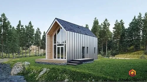 Проект каркасного "Барнхаус", 72м2, 4х8 м Проект каркасного "Барнхаус", 72м2, 4х8 м