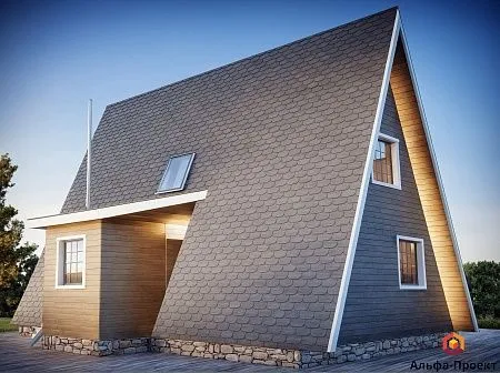 Проект каркасного дома "А-фрейм 10х12" с сауной, 152м2