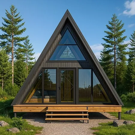 Проект каркасного дома "А-фрейм 6х7"+ терраса