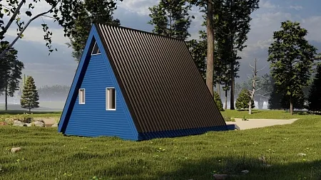 Готовый проект каркасного дома "А-фрейм 6х8", 54м2