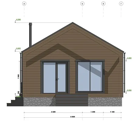 Проект каркасного дома-бани Барнхаус 42 м2