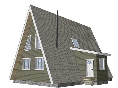 Проект каркасного дома "А-фрейм 10х12" с сауной, 152м2