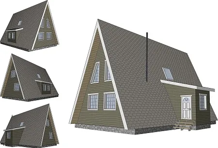 Проект каркасного дома "А-фрейм 10х13", 162м2