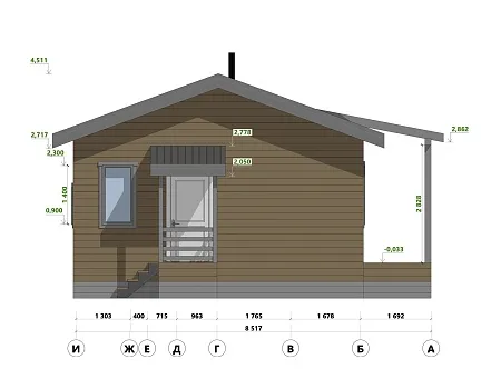 Проект каркасного дома-бани 81 м2