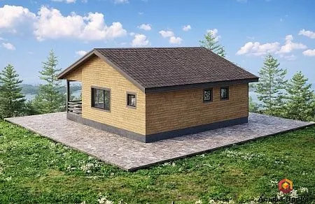Готовый проект каркасного дома-бани 90 м2 (на плите)