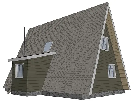Проект каркасного дома "А-фрейм 10х12" с сауной, 152м2