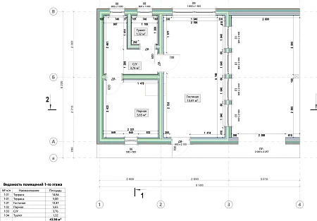 Проект каркасного дома-бани Барнхаус 68 м2