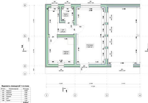 Проект каркасного дома-бани Барнхаус 68 м2 Проект каркасного дома-бани Барнхаус 68 м2