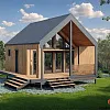 Проект каркасного дома-бани Барнхаус 68 м2