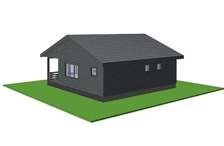 Готовый проект каркасного дома-бани 90 м2 (на плите)