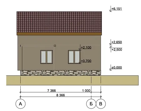 Проект каркасного дома "Барнхаус 68" с сауной