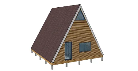 Готовый проект каркасного дома "А-фрейм 7,5х9"