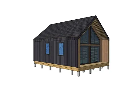 Проект каркасного Барнхаус 74 м2 (вариант 2)