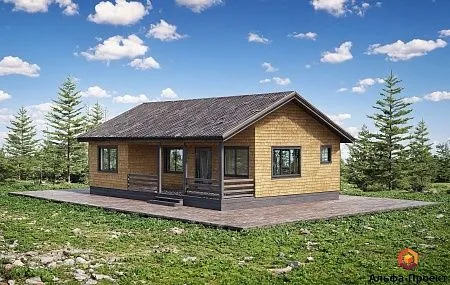 Готовый проект каркасного дома-бани 90 м2 (на плите)