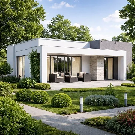 Проект дома "Хайтек" 99м2 из газобетона