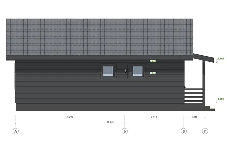 Готовый проект каркасного дома-бани 90 м2 (на плите)