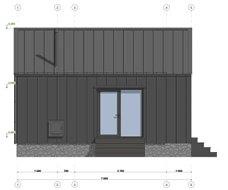 Проект каркасного дома-бани Барнхаус 42 м2