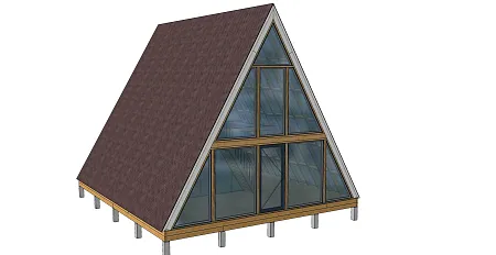 Готовый проект каркасного дома "А-фрейм 7,5х9"