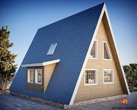 Проект каркасного дома "А-фрейм 10х12" с сауной, 152м2