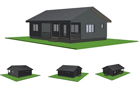 Готовый проект каркасного дома-бани 90 м2 (на плите)