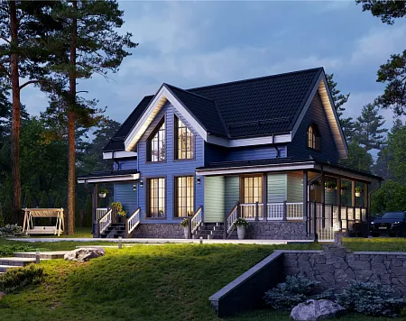 Проект каркасного дома "Каскад" 190 м2