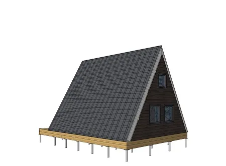 Проект каркасного дома "А-фрейм 6х7"+ терраса