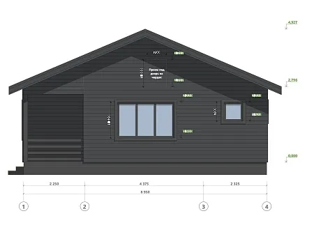 Готовый проект каркасного дома-бани 90 м2 (на плите)