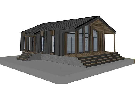 Готовый проект каркасного барнхаус 91 м2