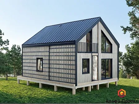 Проект каркасного Барнхаус 58 м2