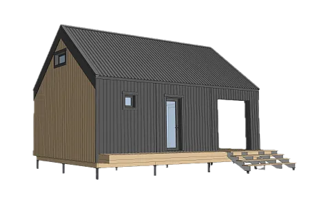 Проект каркасного дома-бани Барнхаус 68 м2