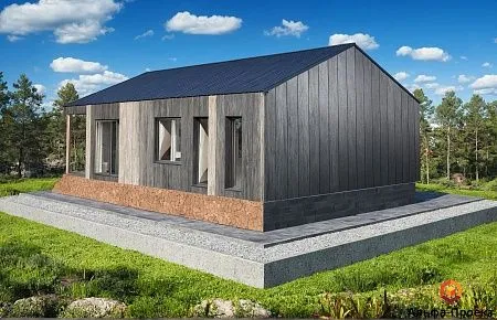 Готовый проект каркасного барнхаус 91 м2