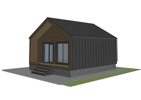 Проект каркасного дома-бани Барнхаус 42 м2