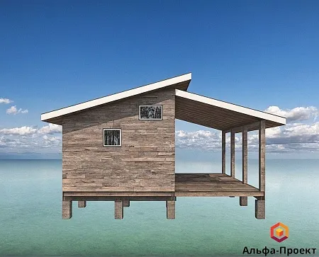 Проект каркасного дома 37м2 с лофтом