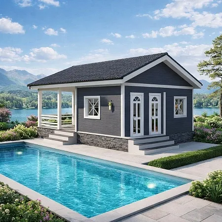 Проект каркасного дома-бани 54 м2