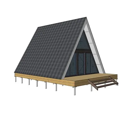 Проект каркасного дома "А-фрейм 6х7"+ терраса