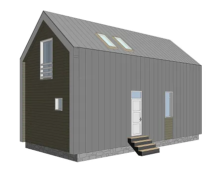 Готовый проект каркасного барнхаус 83 м2