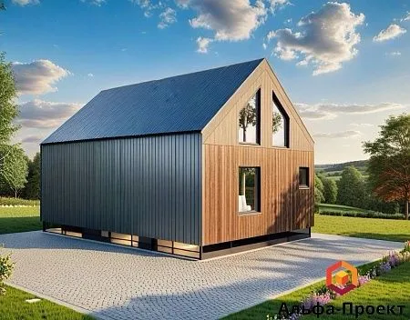 Проект каркасного Барнхаус 74 м2 (вариант 2)