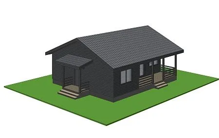 Готовый проект каркасного дома-бани 90 м2 (на плите)
