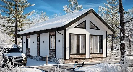 Готовый проект каркасного дома "Вишера" 66 м2