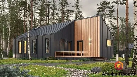 Проект каркасного дома "Барнхаус 114" с сауной