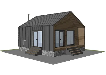 Проект каркасного дома-бани Барнхаус 42 м2