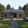 Проект одноэтажного каркасного дома «Барнхаус» 95 м² с двумя спальнями и террасой