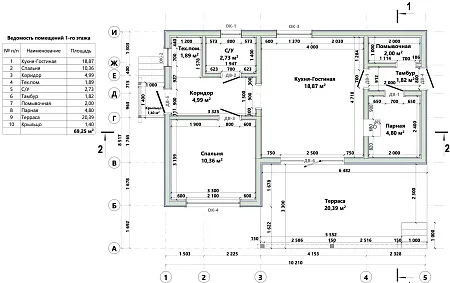 Проект каркасного дома-бани 81 м2