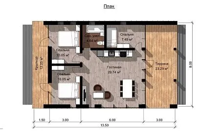 Проект каркасного дома "Барнхаус 109"