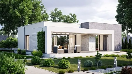 Проект дома "Хайтек" 99м2 из газобетона