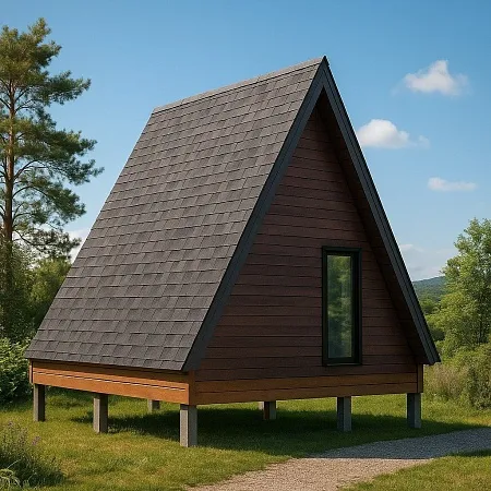 Готовый проект каркасного дома "А-фрейм 6х6", 44м2