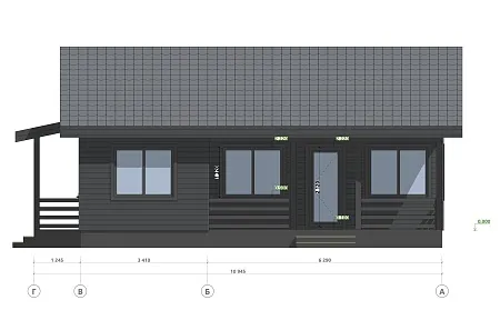 Готовый проект каркасного дома-бани 90 м2 (на плите)