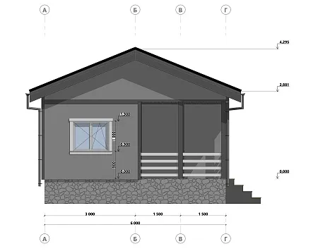 Проект каркасного дома-бани 54 м2